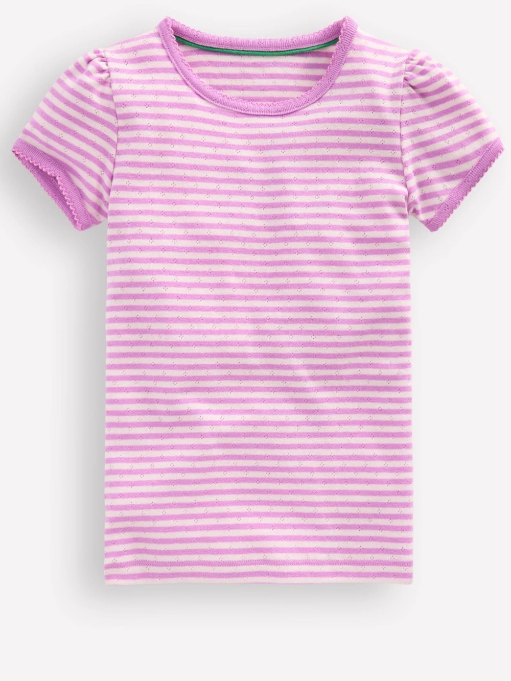 Mini Boden Short Sleeve Pointelle Top Toddler Girl Pink Striped 3-4Y